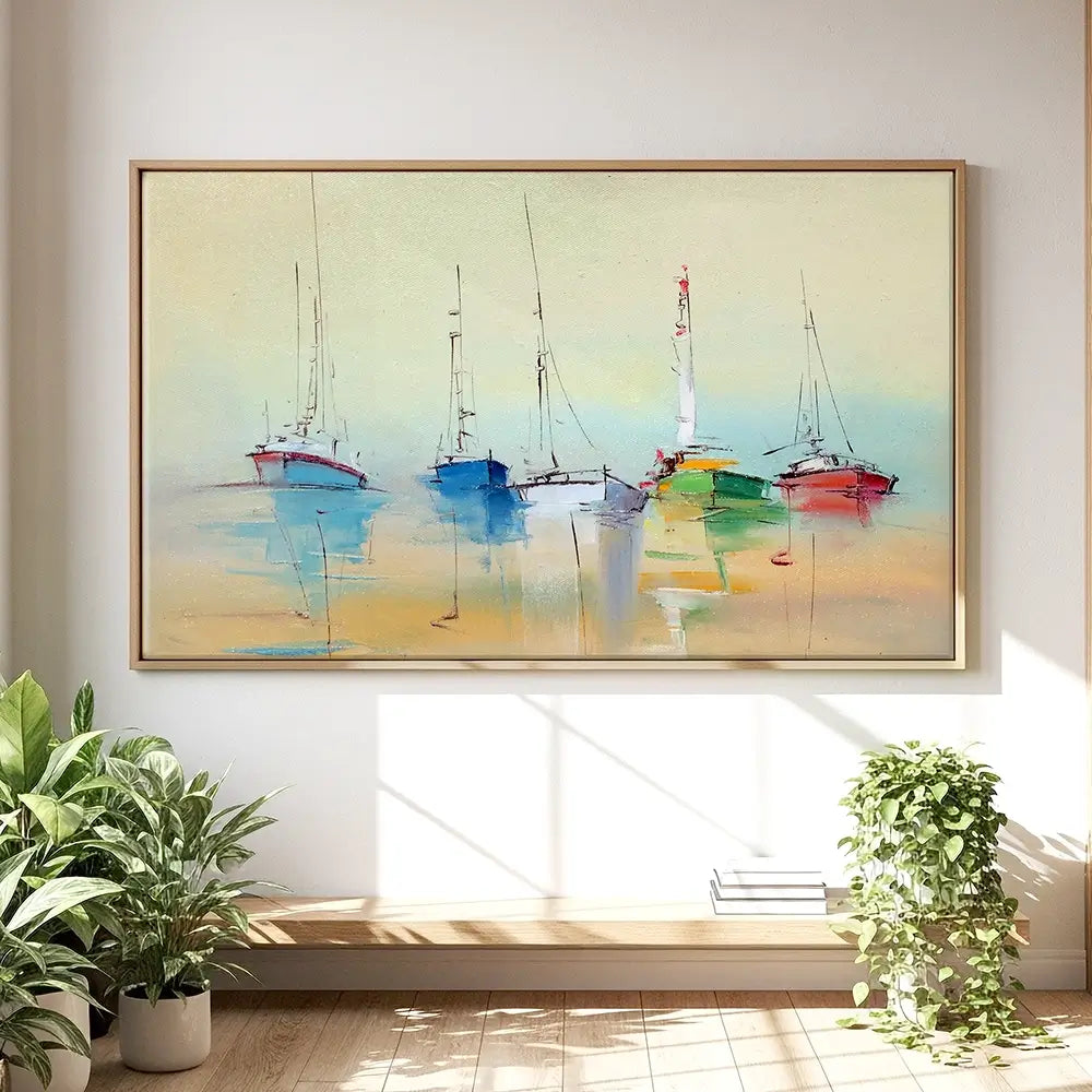 Boats From Afar Oversized Canvas Print Boats From Afar Oversized Canvas Print wall art product Oleksandr Bodnar / Shutterstock