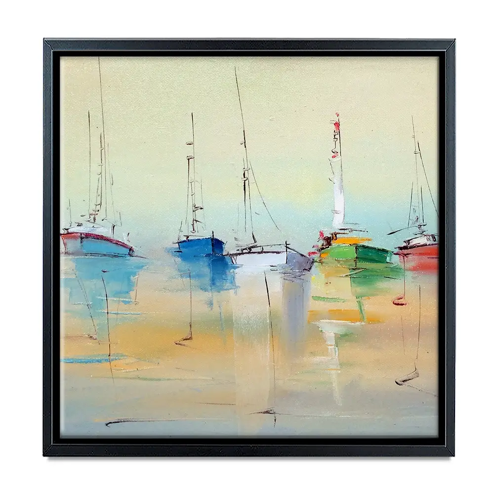 Boats From Afar Square Canvas Print Boats From Afar Square Canvas Print wall art product Oleksandr Bodnar / Shutterstock