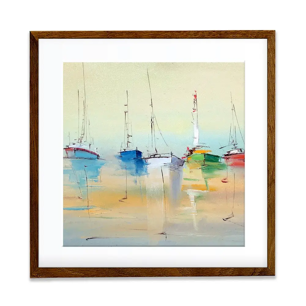 Boats From Afar Square Framed Art Print Boats From Afar Square Framed Art Print wall art product Oleksandr Bodnar / Shutterstock