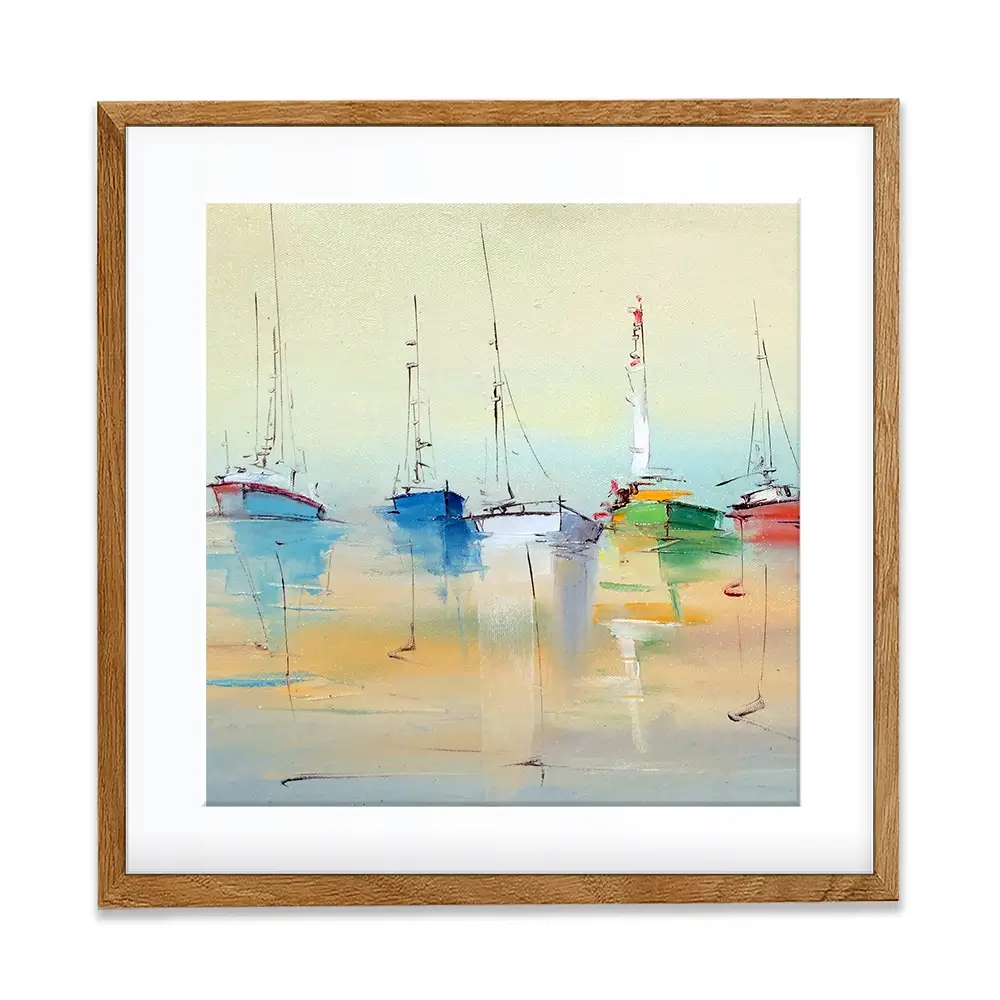 Boats From Afar Square Framed Art Print Boats From Afar Square Framed Art Print wall art product Oleksandr Bodnar / Shutterstock