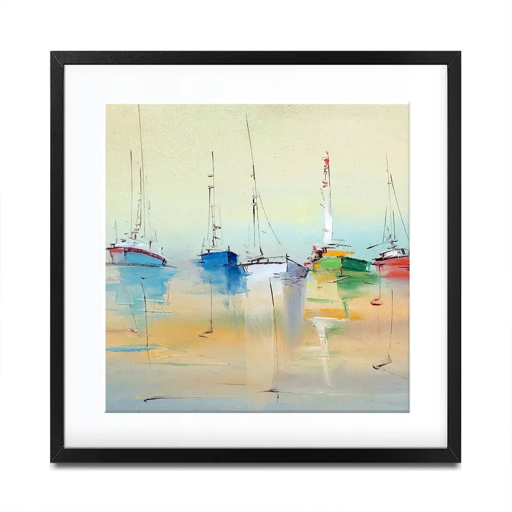 Boats From Afar Square Framed Art Print Boats From Afar Square Framed Art Print wall art product Oleksandr Bodnar / Shutterstock