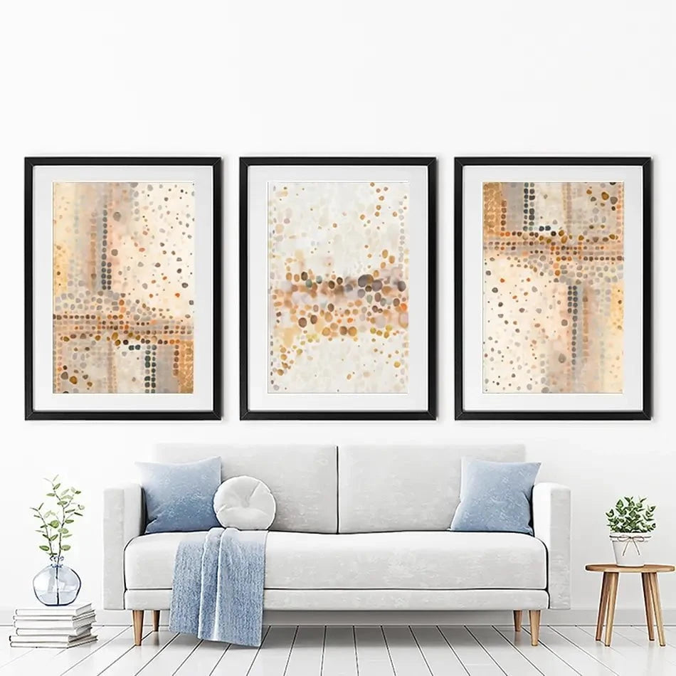 Boho Earth Tone Dots Framed Art Print Trio Boho Earth Tone Dots Framed Art Print Trio wall art product Petal Prints Design - Independent