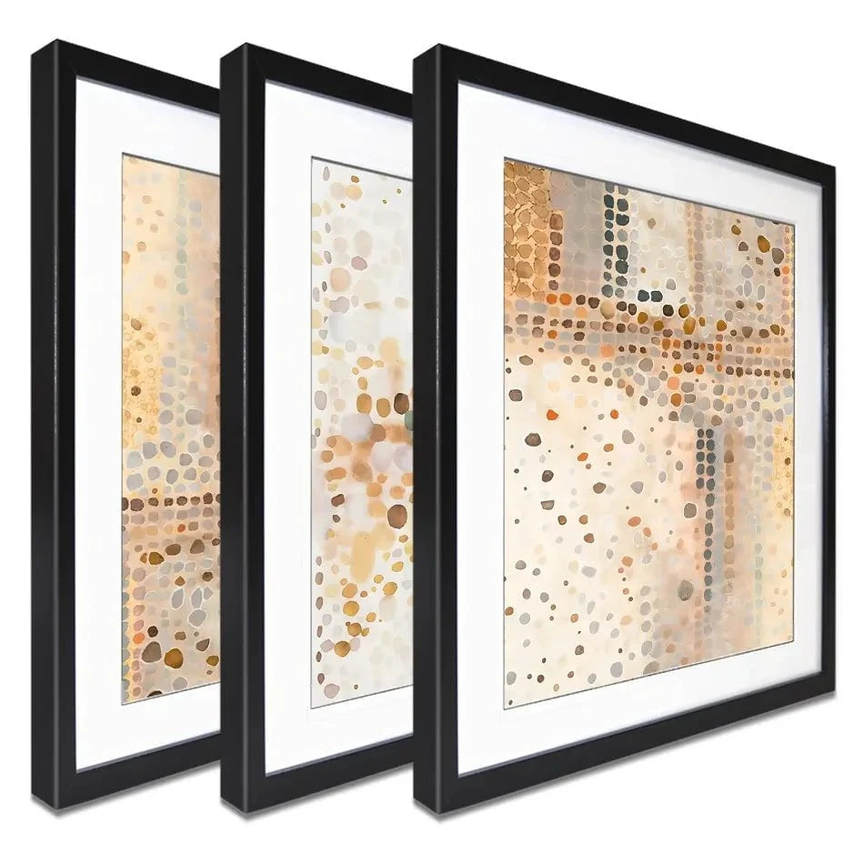 Boho Earth Tone Dots Framed Art Print Trio Boho Earth Tone Dots Framed Art Print Trio wall art product Petal Prints Design - Independent