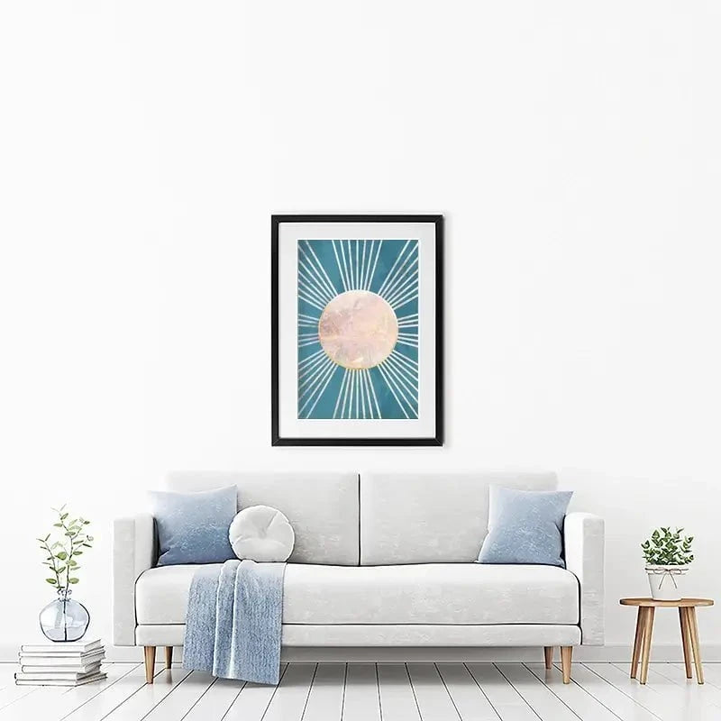 Boho Sun Blue 1 Framed Art Print Boho Sun Blue 1 Framed Art Print wall art product Sarah Manovski