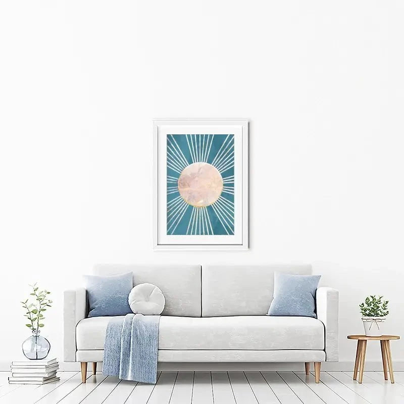 Boho Sun Blue 1 Framed Art Print Boho Sun Blue 1 Framed Art Print wall art product Sarah Manovski