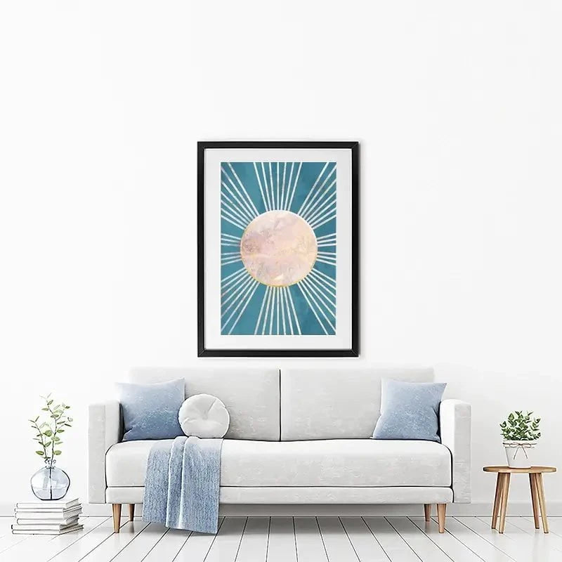 Boho Sun Blue 1 Framed Art Print Boho Sun Blue 1 Framed Art Print wall art product Sarah Manovski