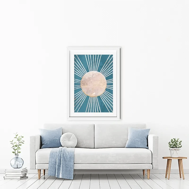 Boho Sun Blue 1 Framed Art Print Boho Sun Blue 1 Framed Art Print wall art product Sarah Manovski