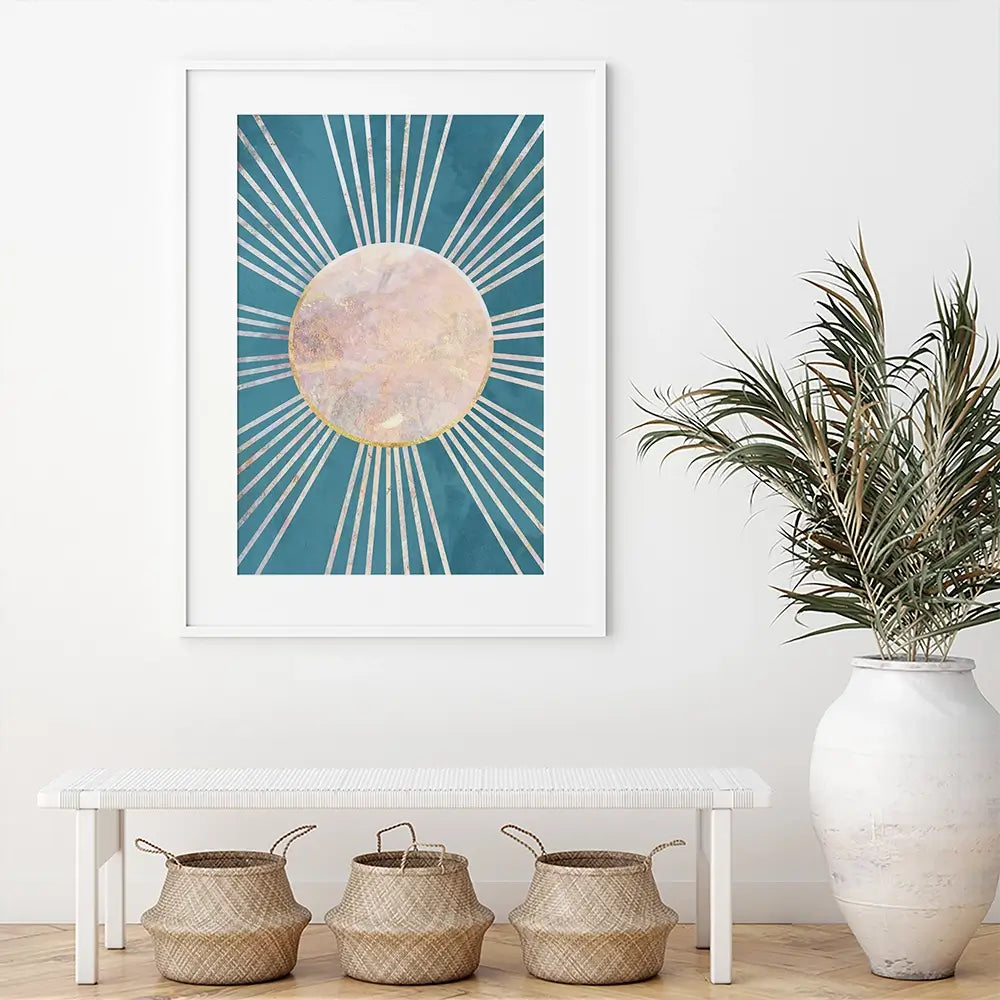 Boho Sun Blue 1 Framed Art Print Boho Sun Blue 1 Framed Art Print wall art product Sarah Manovski