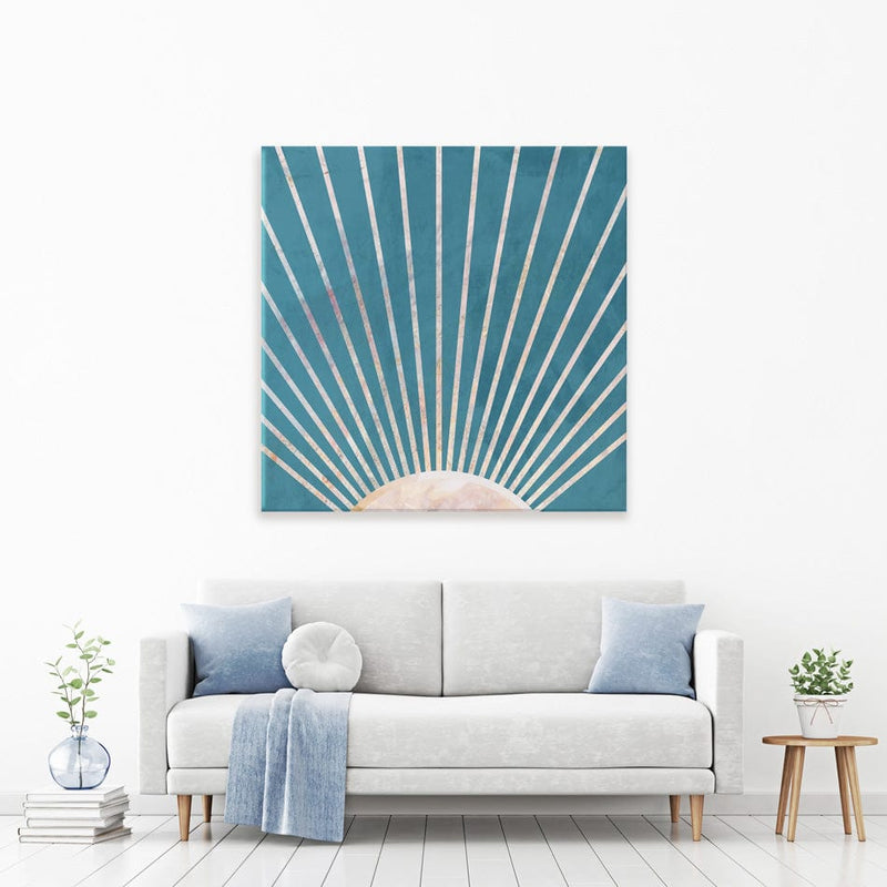 Boho Sun Blue 2 Square Canvas Print wall art product Sarah Manovski