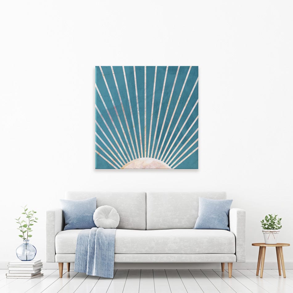 Boho Sun Blue 2 Square Canvas Print wall art product Sarah Manovski