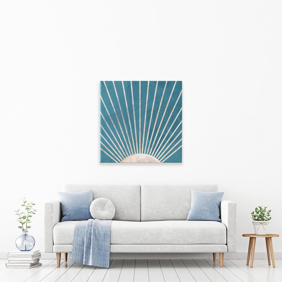 Boho Sun Blue 2 Square Canvas Print wall art product Sarah Manovski