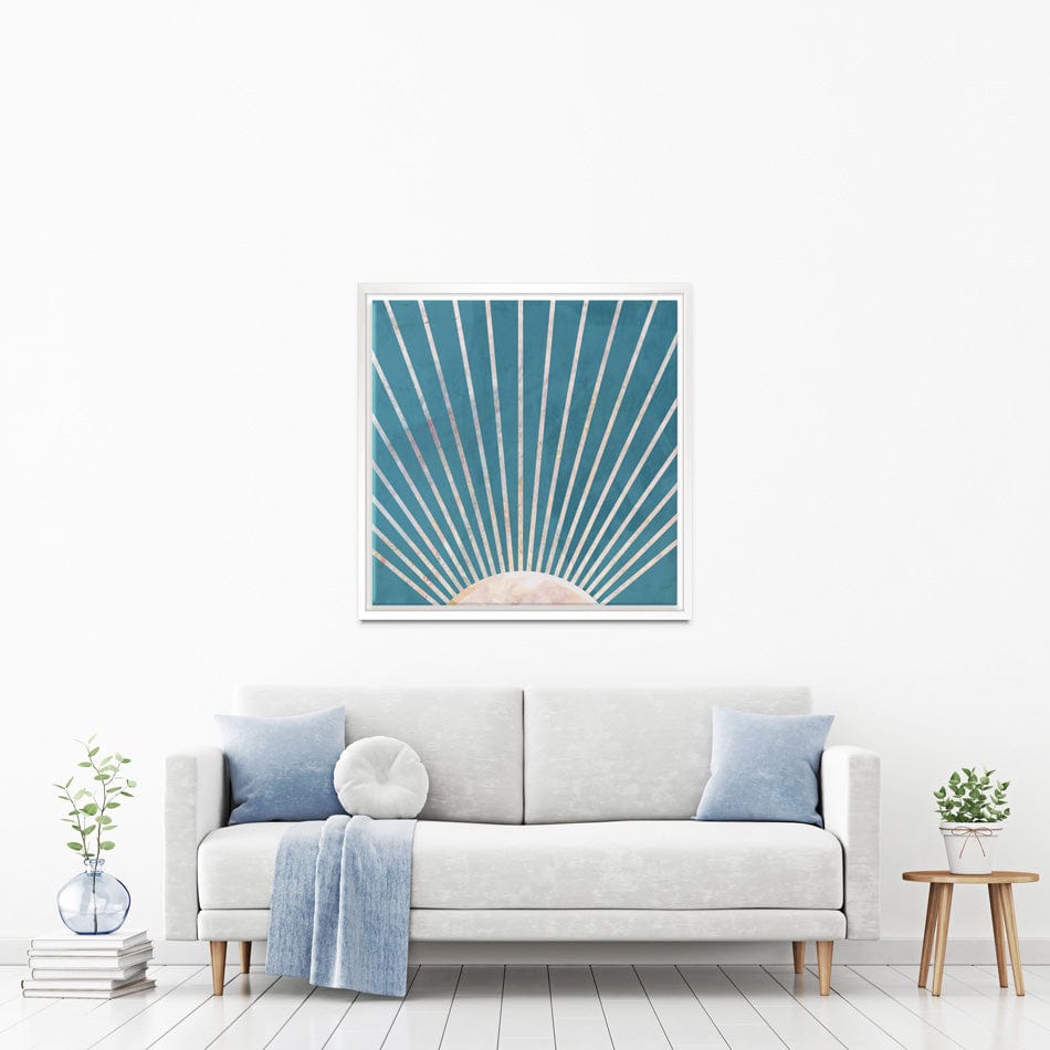 Boho Sun Blue 2 Square Canvas Print wall art product Sarah Manovski