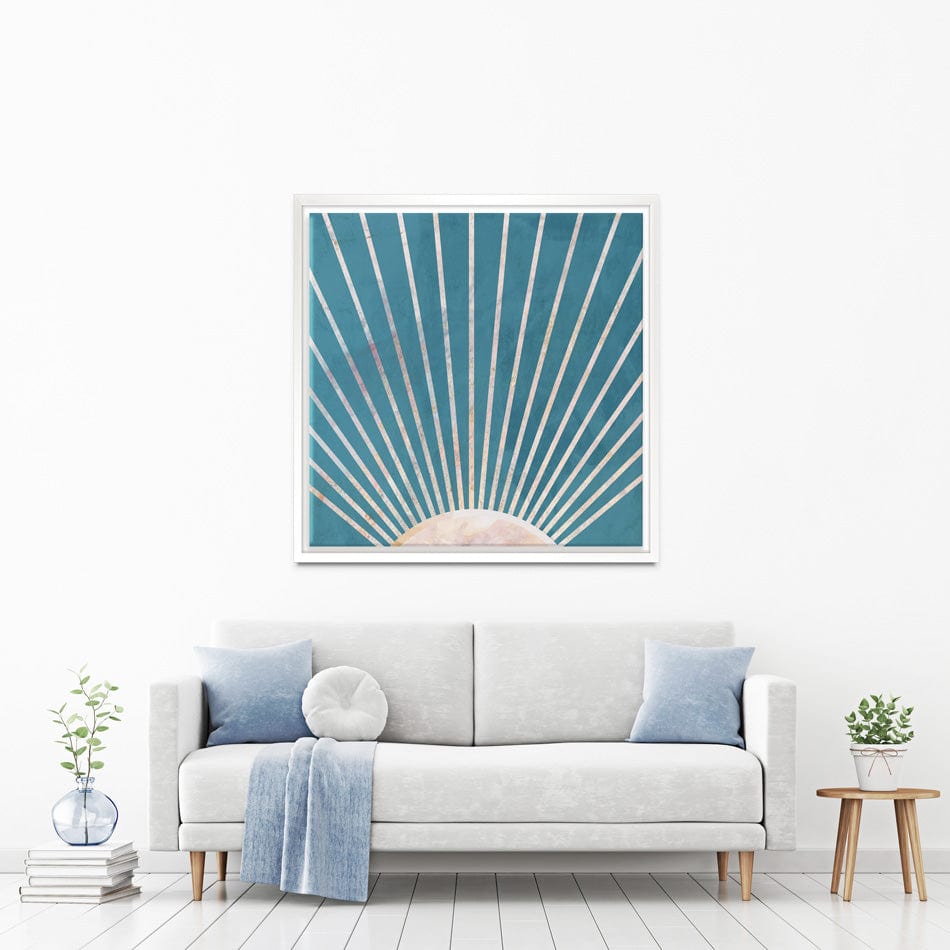 Boho Sun Blue 2 Square Canvas Print wall art product Sarah Manovski
