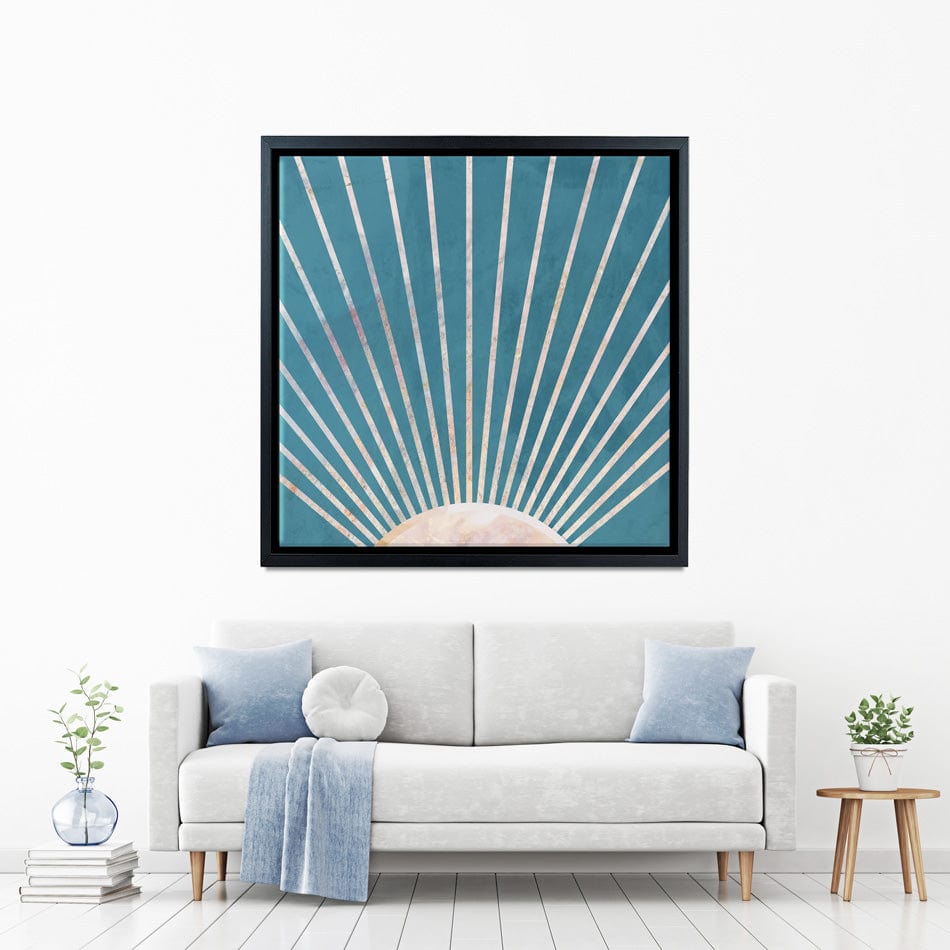 Boho Sun Blue 2 Square Canvas Print wall art product Sarah Manovski