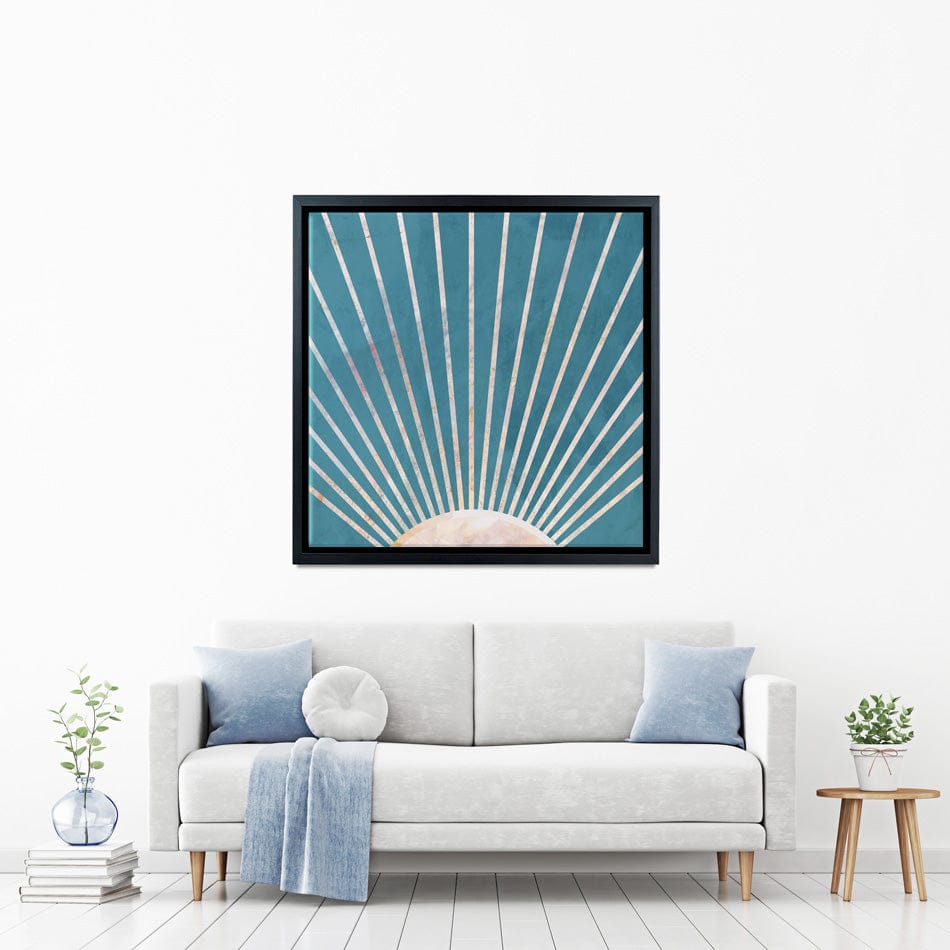 Boho Sun Blue 2 Square Canvas Print wall art product Sarah Manovski