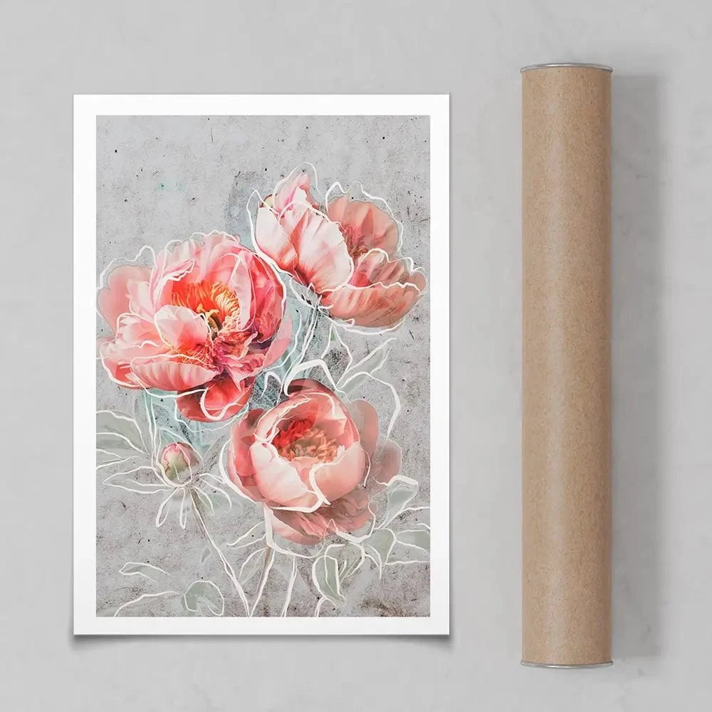 Bordered Peony Art Print Bordered Peony Art Print wall art product Treechild
