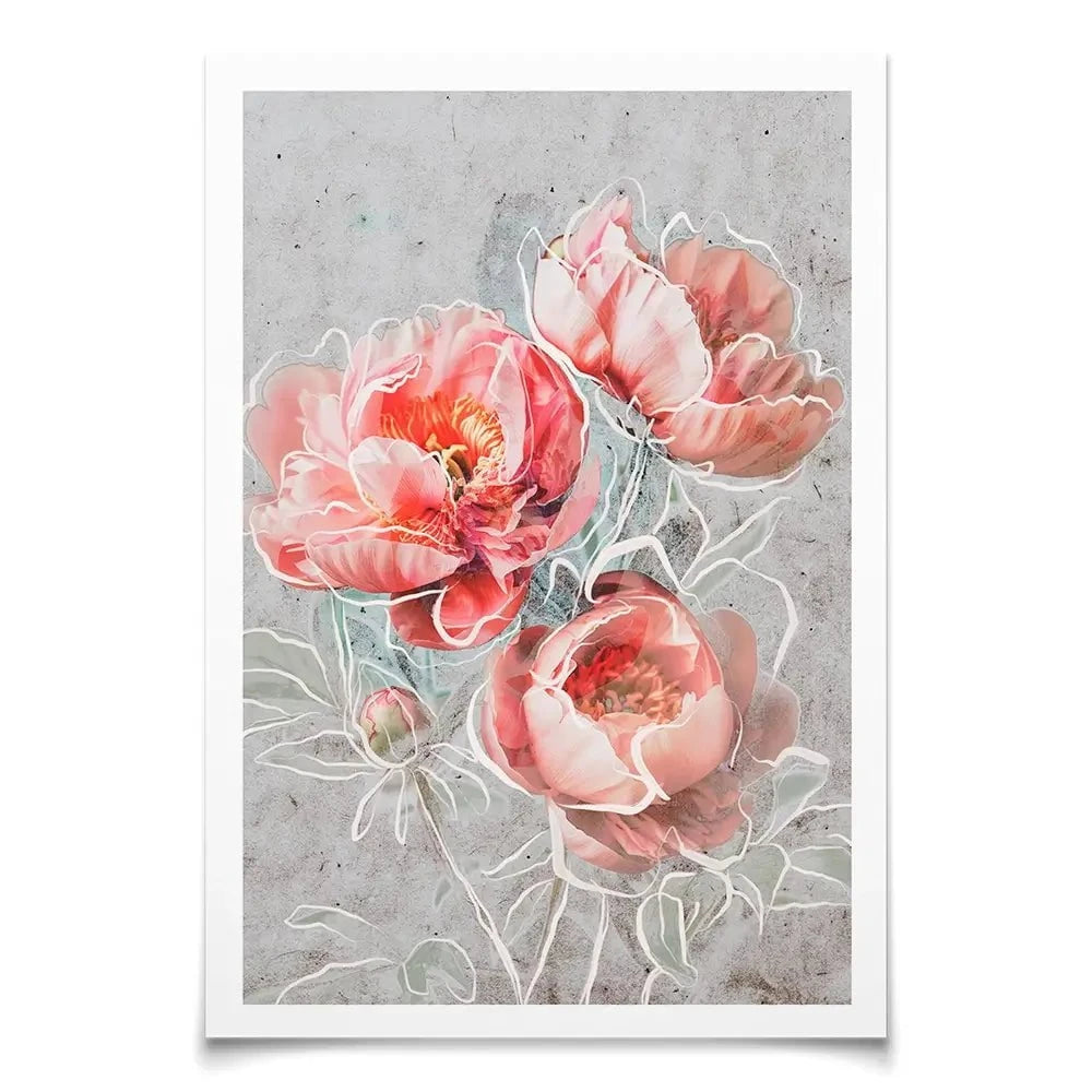 Bordered Peony Art Print Bordered Peony Art Print wall art product Treechild