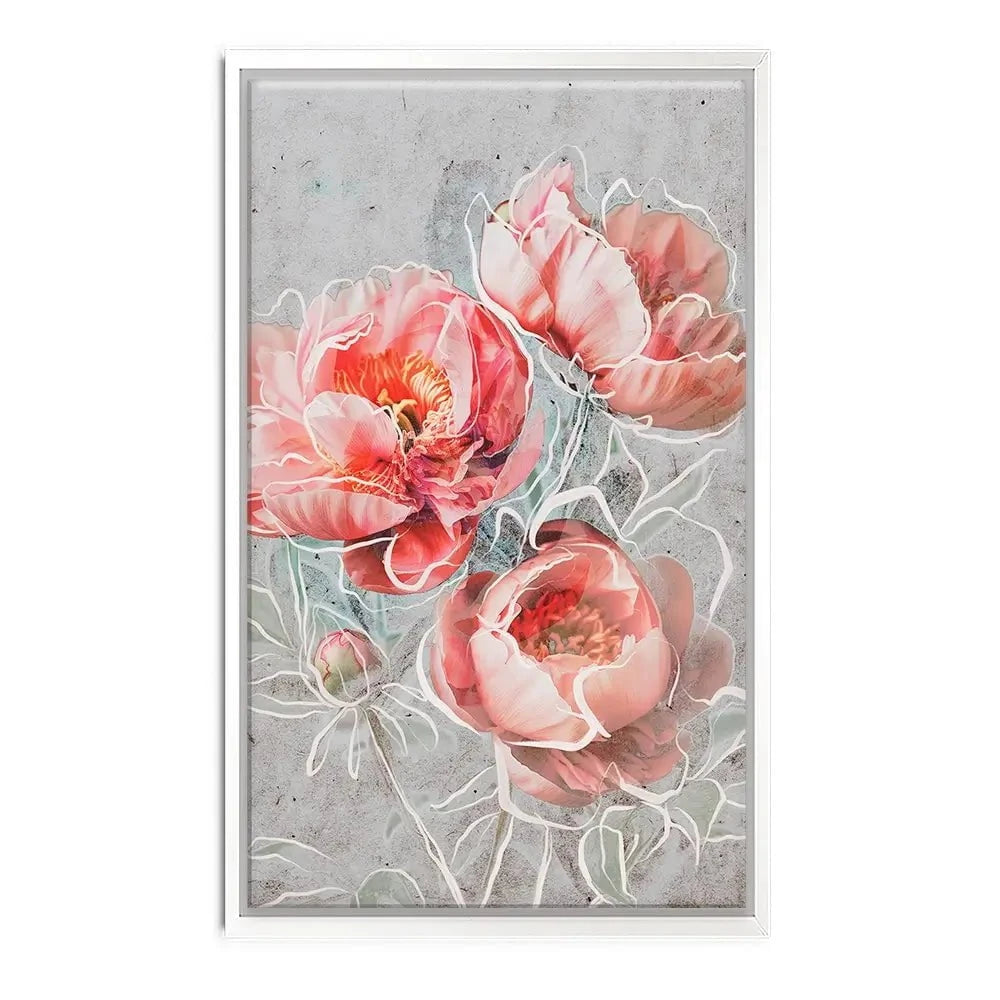 Bordered Peony Canvas Print Bordered Peony Canvas Print wall art product Treechild