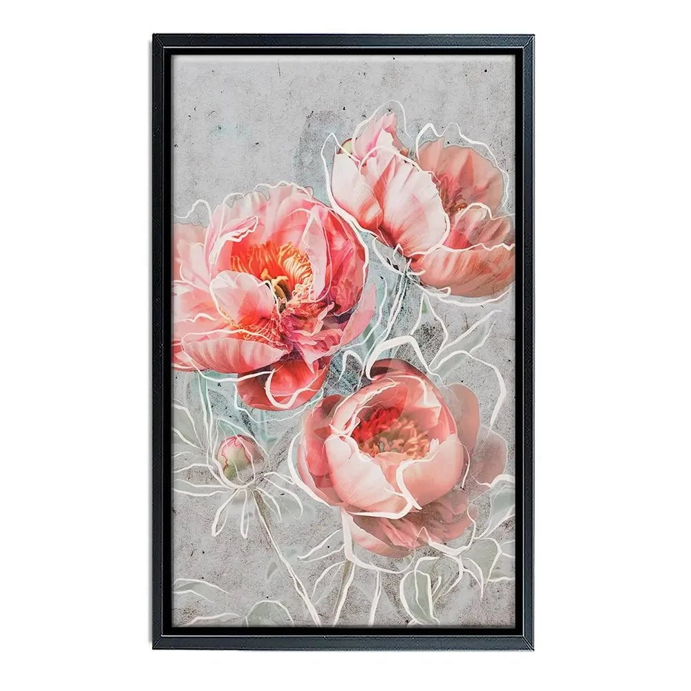 Bordered Peony Canvas Print Bordered Peony Canvas Print wall art product Treechild