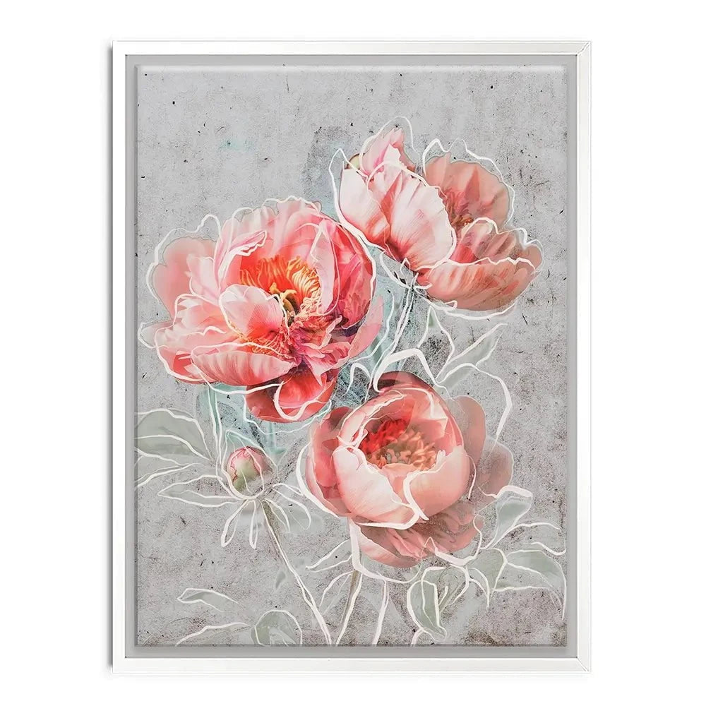 Bordered Peony Canvas Print Bordered Peony Canvas Print wall art product Treechild