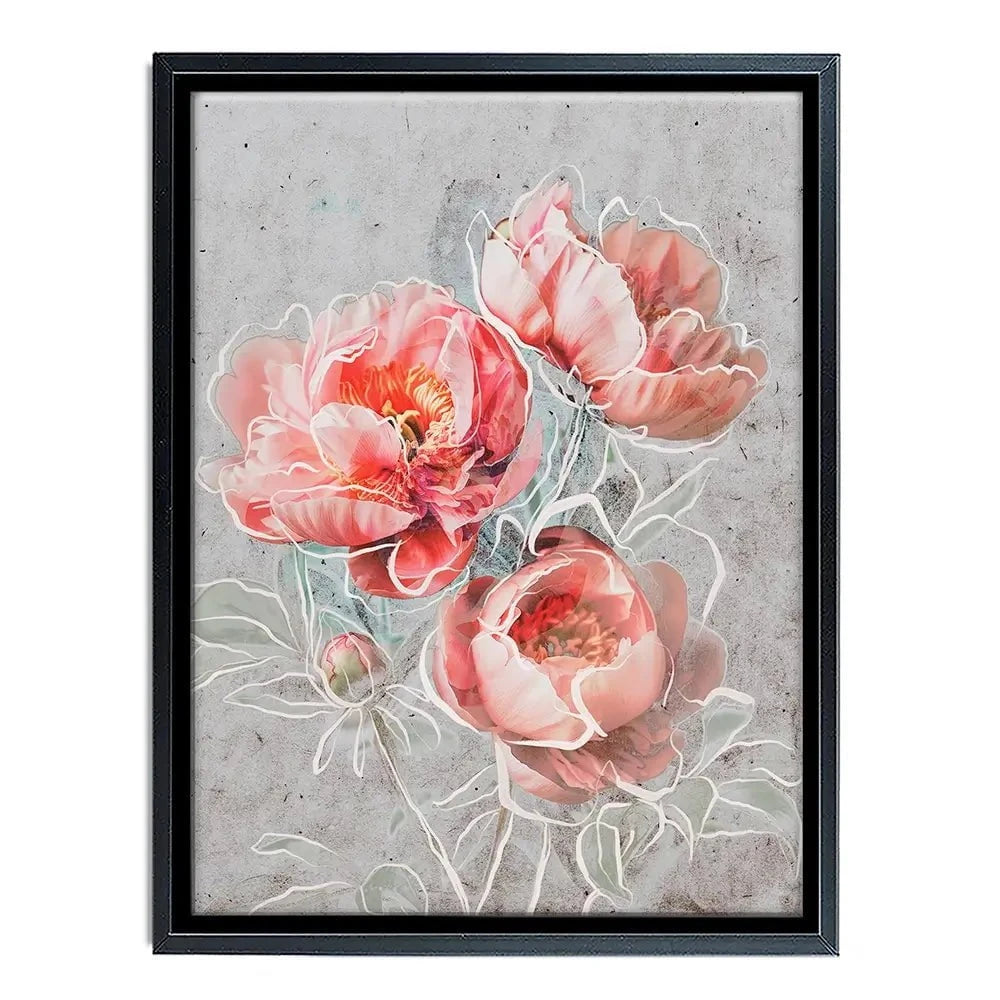 Bordered Peony Canvas Print Bordered Peony Canvas Print wall art product Treechild