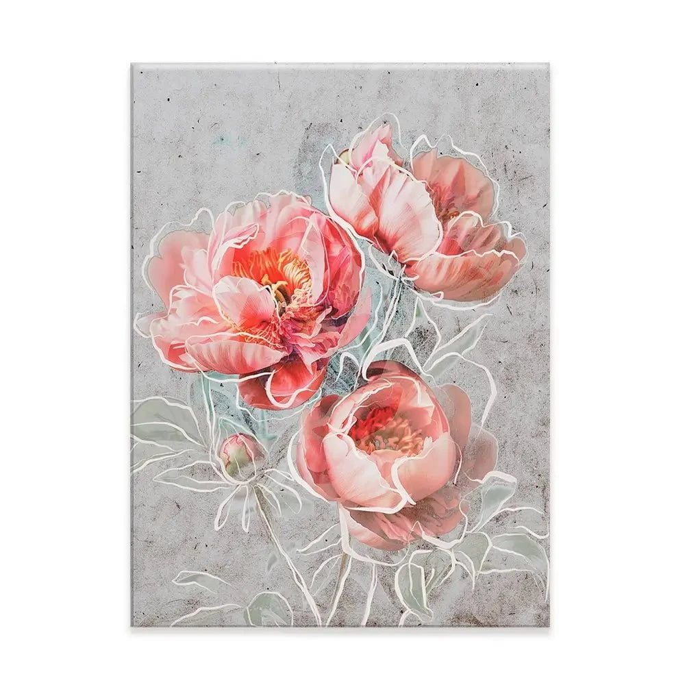 Bordered Peony Canvas Print Bordered Peony Canvas Print wall art product Treechild