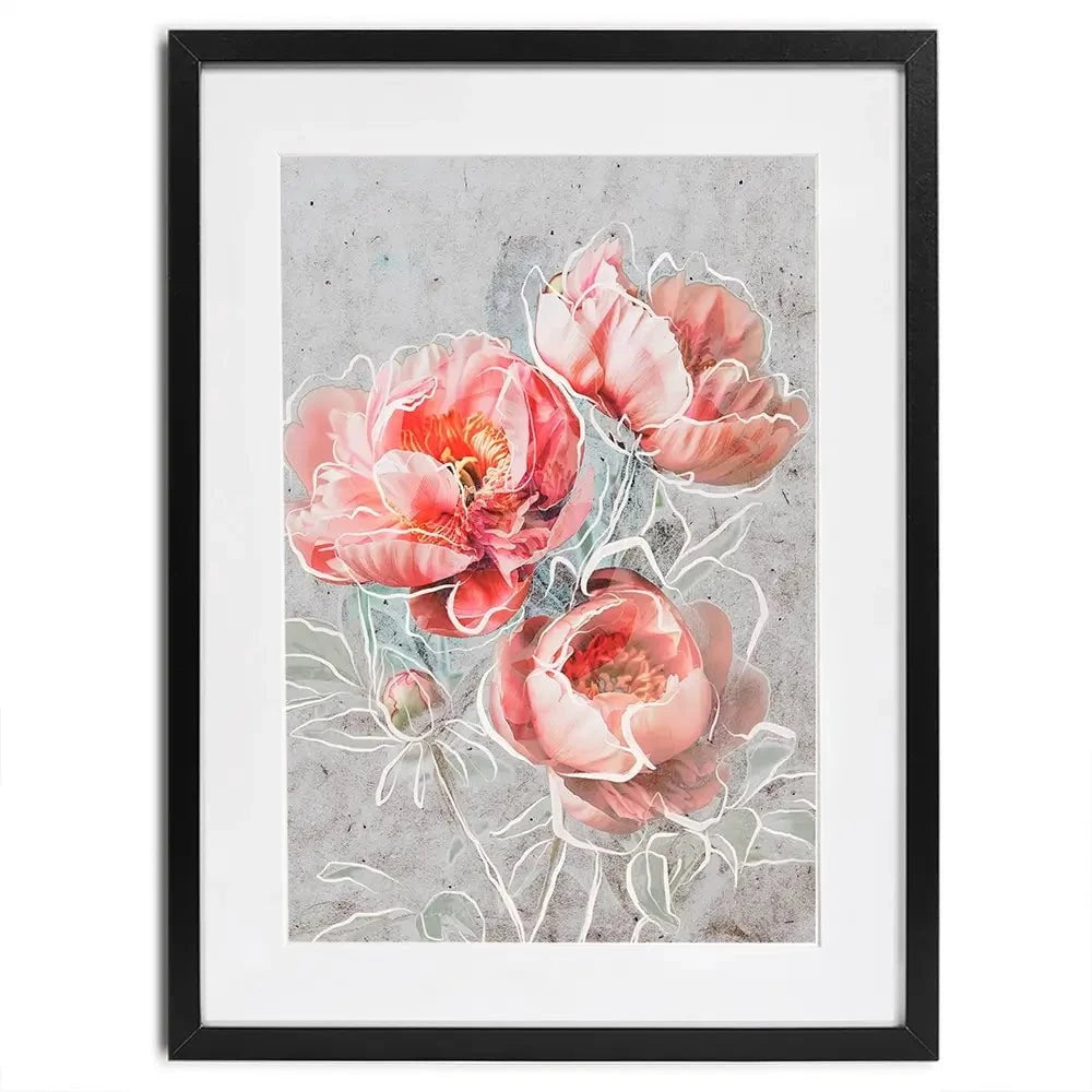 Bordered Peony Framed Art Print Bordered Peony Framed Art Print wall art product Treechild