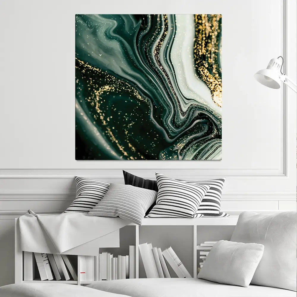 Bottle Green Marble Square Canvas Print Bottle Green Marble Square Canvas Print wall art product Art Print Shop