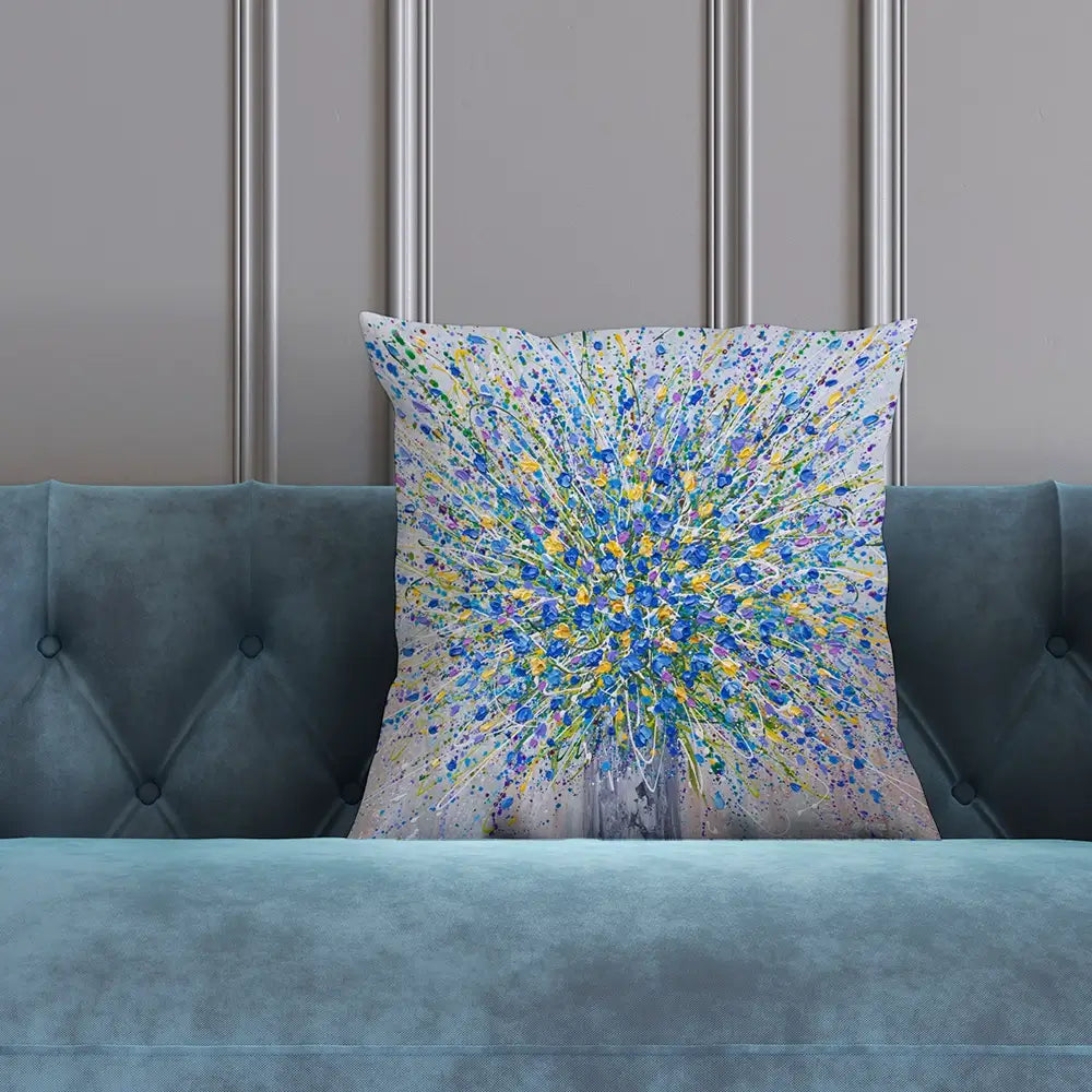 Bouquet Of Blue Flowers Cushion Bouquet Of Blue Flowers Cushion wall art product Olga Tkachyk