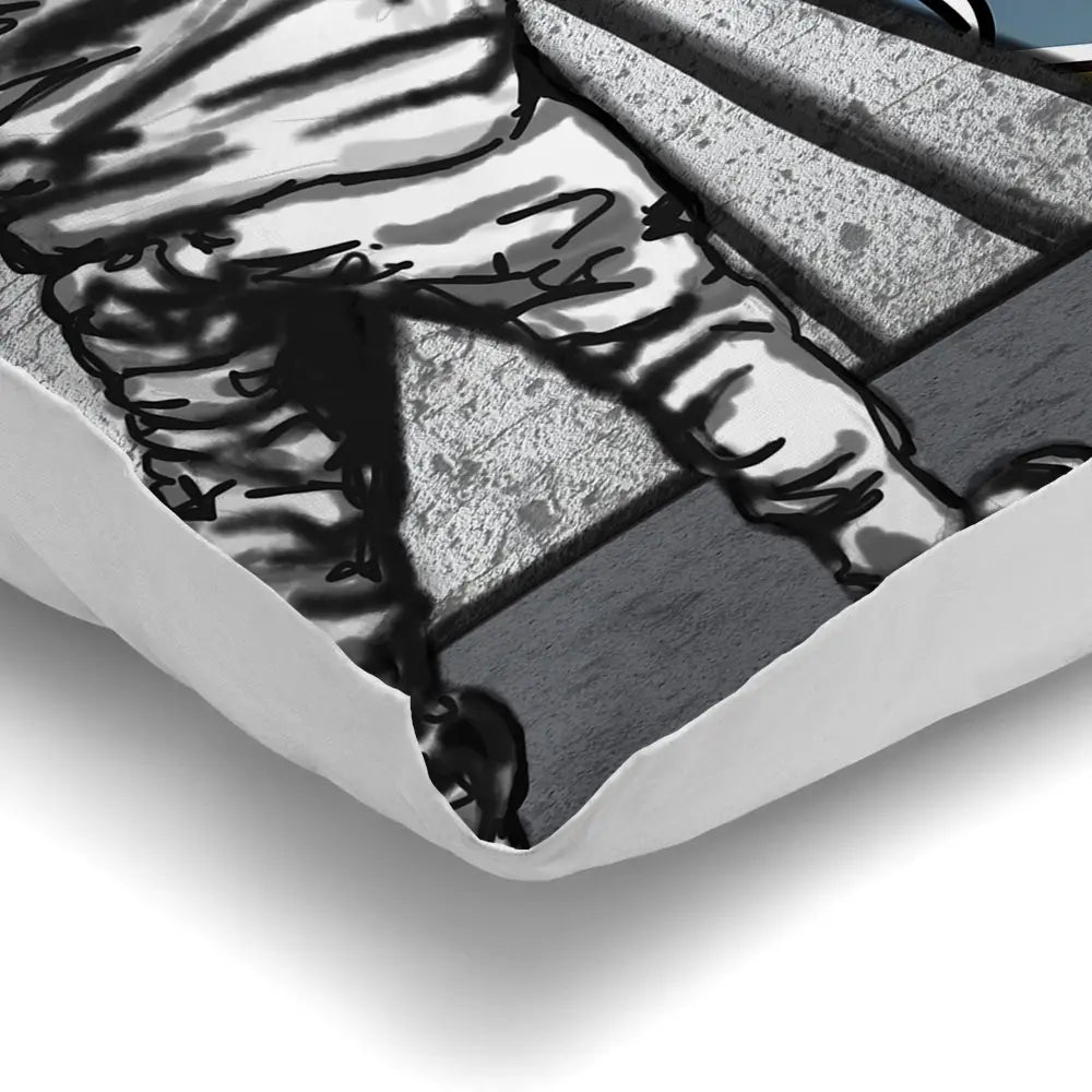 Boy Pulling Back The Curtain Cushion Boy Pulling Back The Curtain Cushion wall art product Banksy