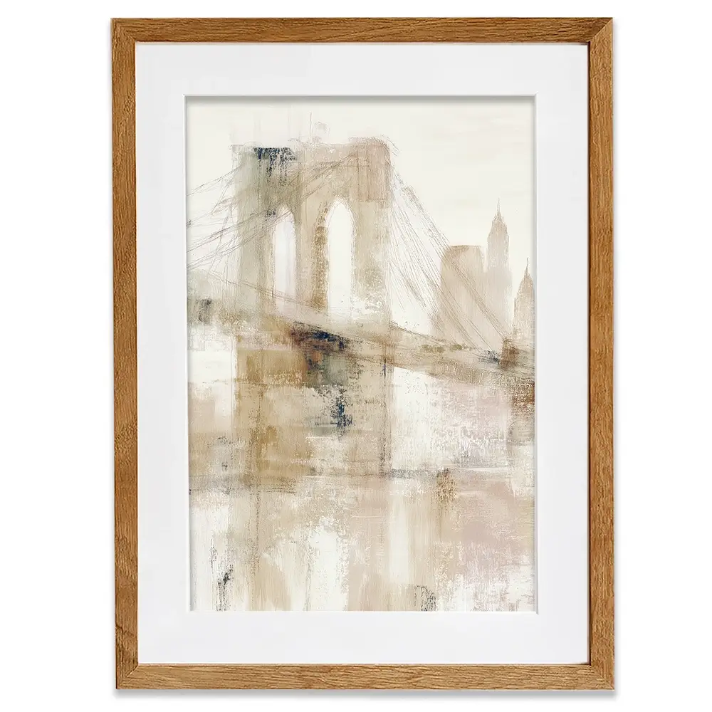 Bridge Cables In Mist Framed Art Print Bridge Cables In Mist Framed Art Print wall art product Chromatic Storm Studio