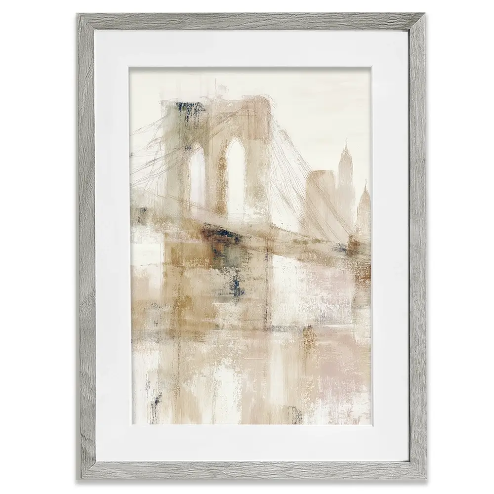 Bridge Cables In Mist Framed Art Print Bridge Cables In Mist Framed Art Print wall art product Chromatic Storm Studio