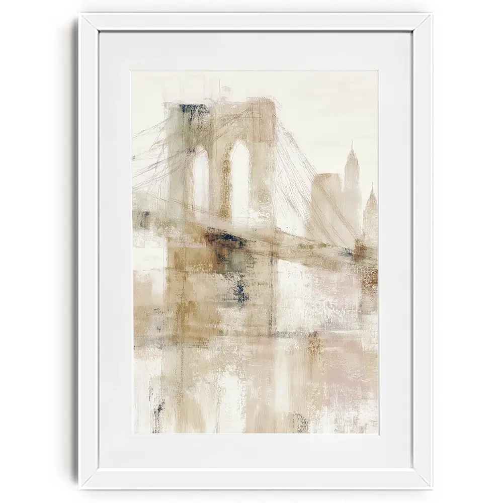 Bridge Cables In Mist Framed Art Print Bridge Cables In Mist Framed Art Print wall art product Chromatic Storm Studio