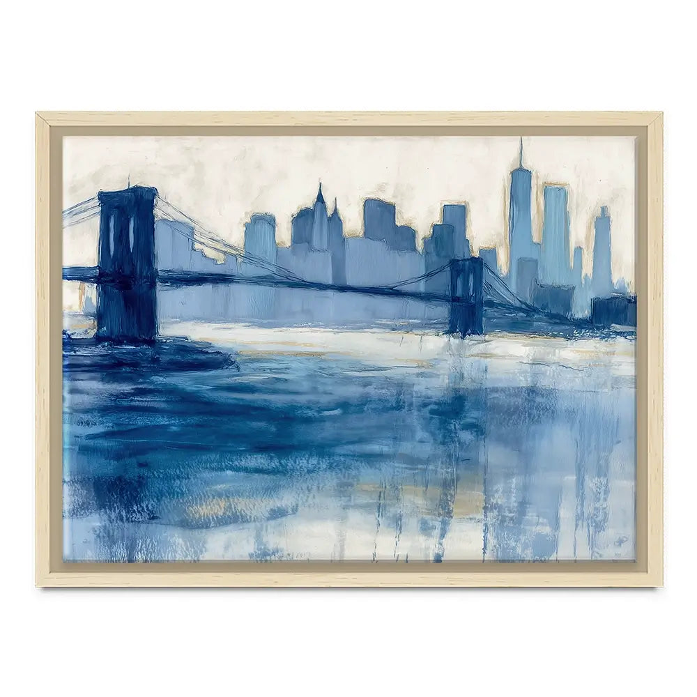 Bridge Skyline Indigo Wash Canvas Print Bridge Skyline Indigo Wash Canvas Print wall art product Chromatic Storm Studio