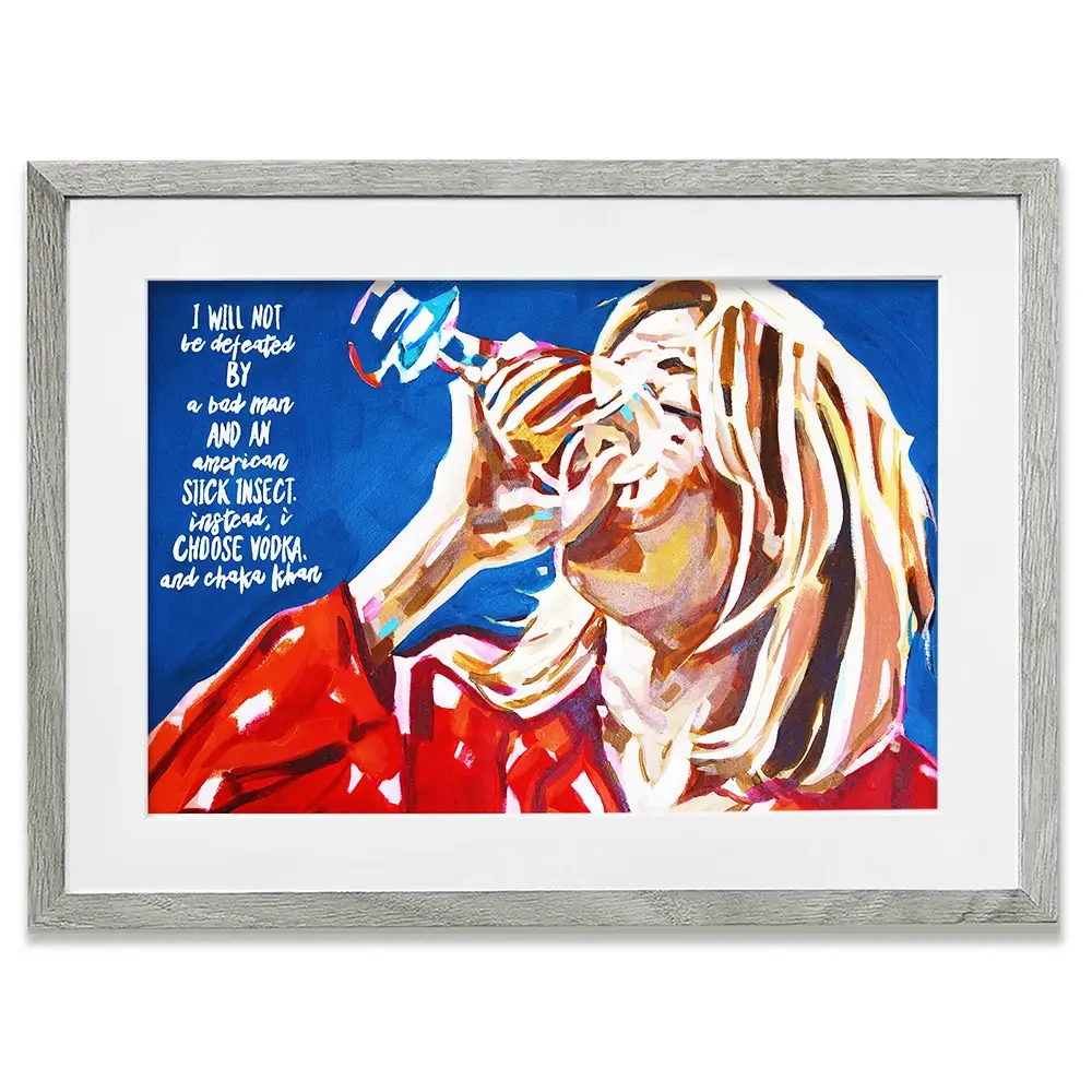 Bridget Jones Vodka And Chaka Khan Framed Art Print Bridget Jones Vodka And Chaka Khan Framed Art Print wall art product Juliet Stockton