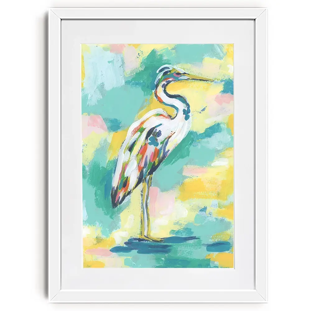 Bright Heron Framed Art Print Bright Heron Framed Art Print wall art product June Erica Vess