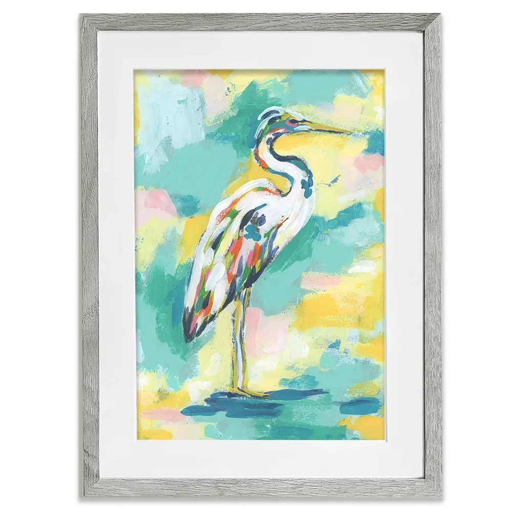 Bright Heron Framed Art Print Bright Heron Framed Art Print wall art product June Erica Vess