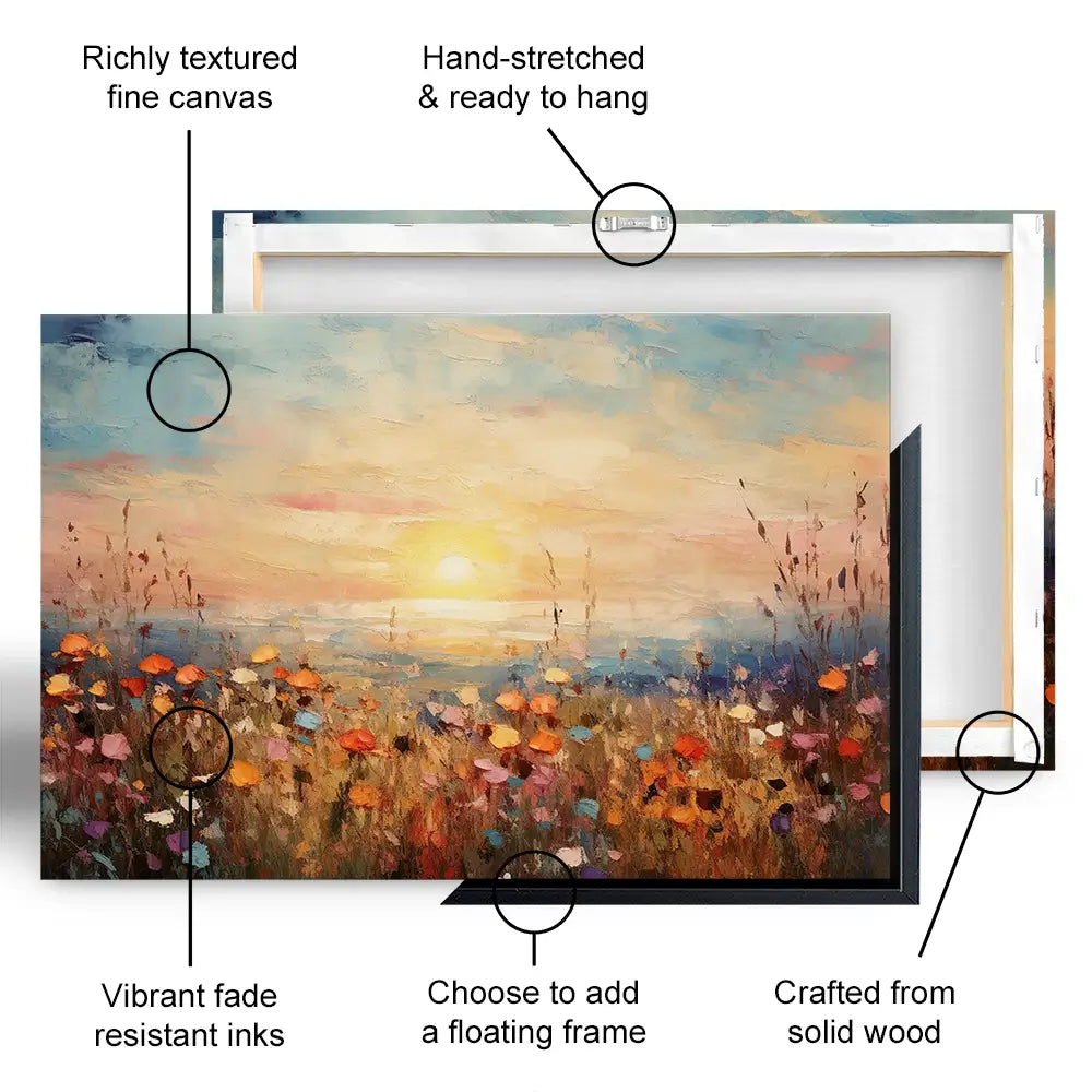 Bright Meadow Sunrise Oversized Canvas Print Bright Meadow Sunrise Oversized Canvas Print wall art product Franklyn Gregory - Independent