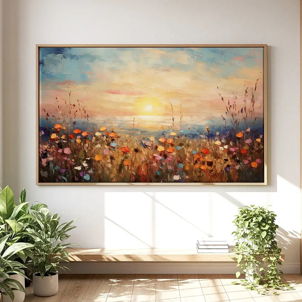 Bright Meadow Sunrise Oversized Canvas Print Bright Meadow Sunrise Oversized Canvas Print wall art product Franklyn Gregory - Independent