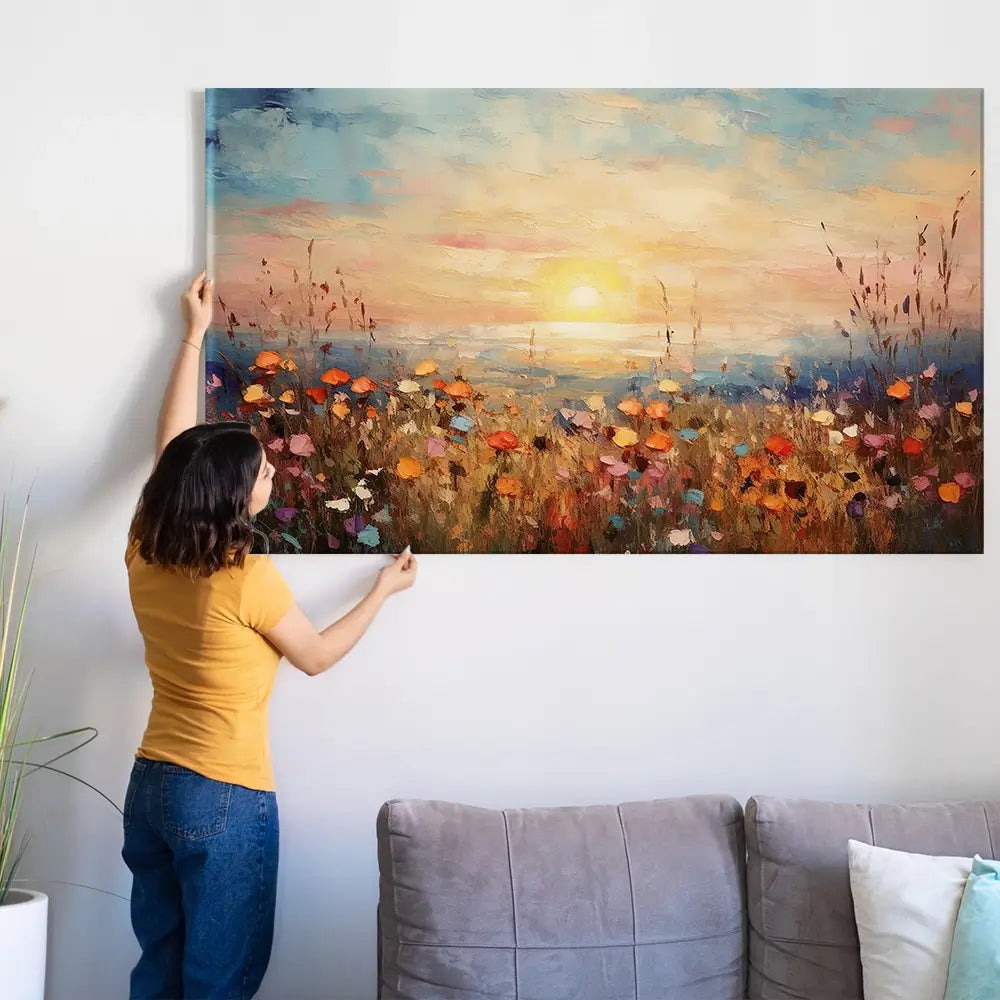 Bright Meadow Sunrise Oversized Canvas Print Bright Meadow Sunrise Oversized Canvas Print wall art product Franklyn Gregory - Independent