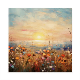 Bright Meadow Sunrise Square Canvas Print Bright Meadow Sunrise Square Canvas Print wall art product Art Print Shop