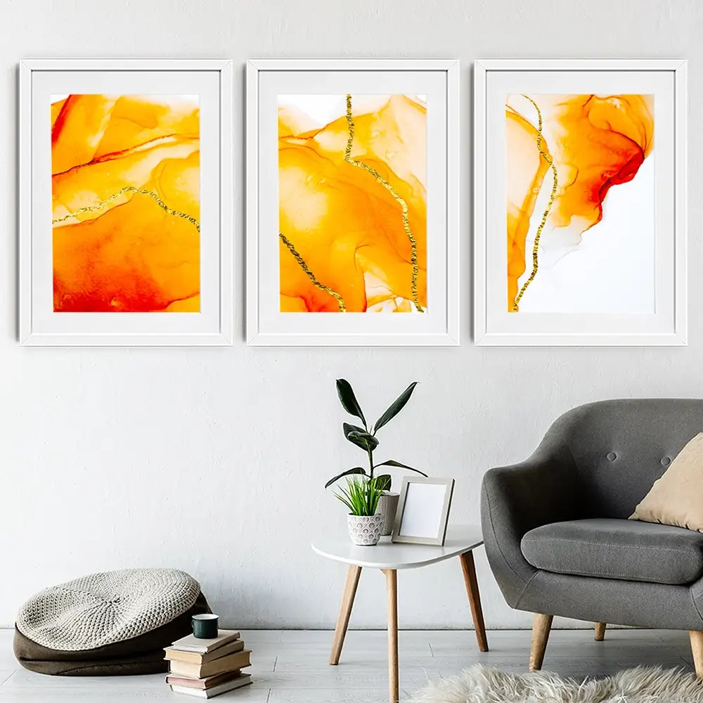 Bright Orange Framed Art Print Trio Bright Orange Framed Art Print Trio wall art product CARACOLLA / Shutterstock
