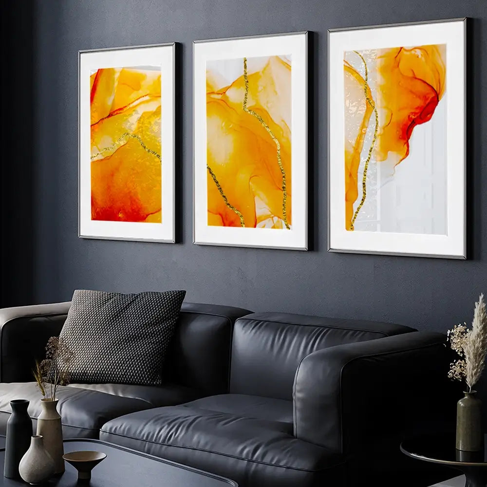 Bright Orange Framed Art Print Trio Bright Orange Framed Art Print Trio wall art product CARACOLLA / Shutterstock