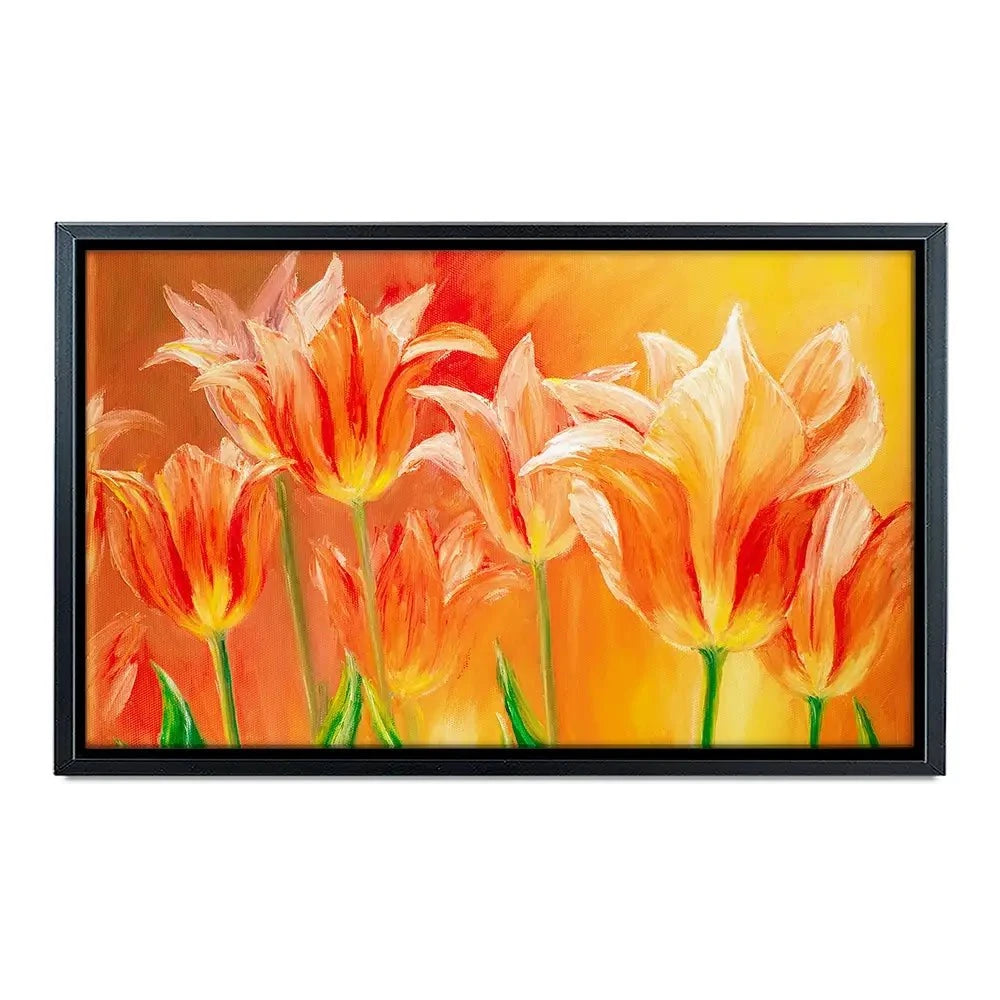 Bright Orange Tulips Canvas Print Bright Orange Tulips Canvas Print wall art product Valenty / Shutterstock