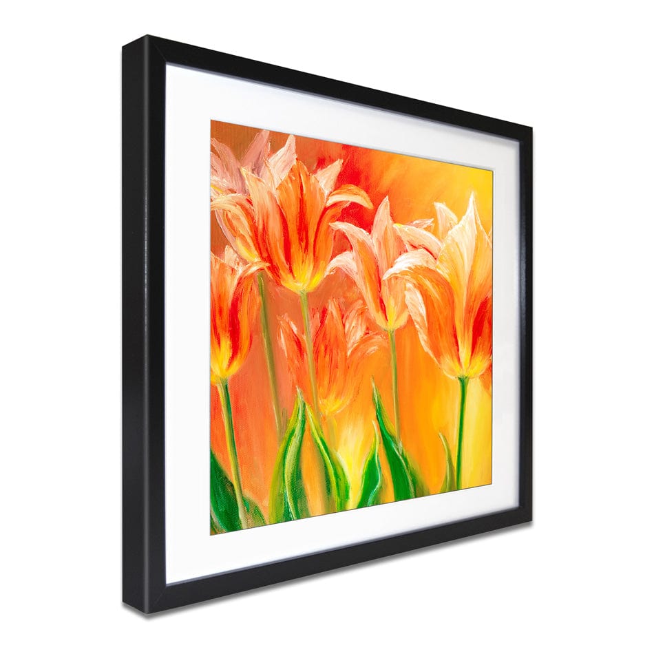 Bright Orange Tulips Square Framed Art Print wall art product Valenty / Shutterstock