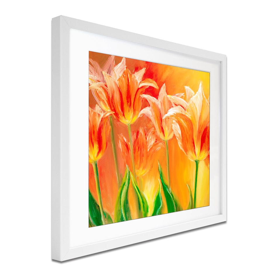 Bright Orange Tulips Square Framed Art Print wall art product Valenty / Shutterstock