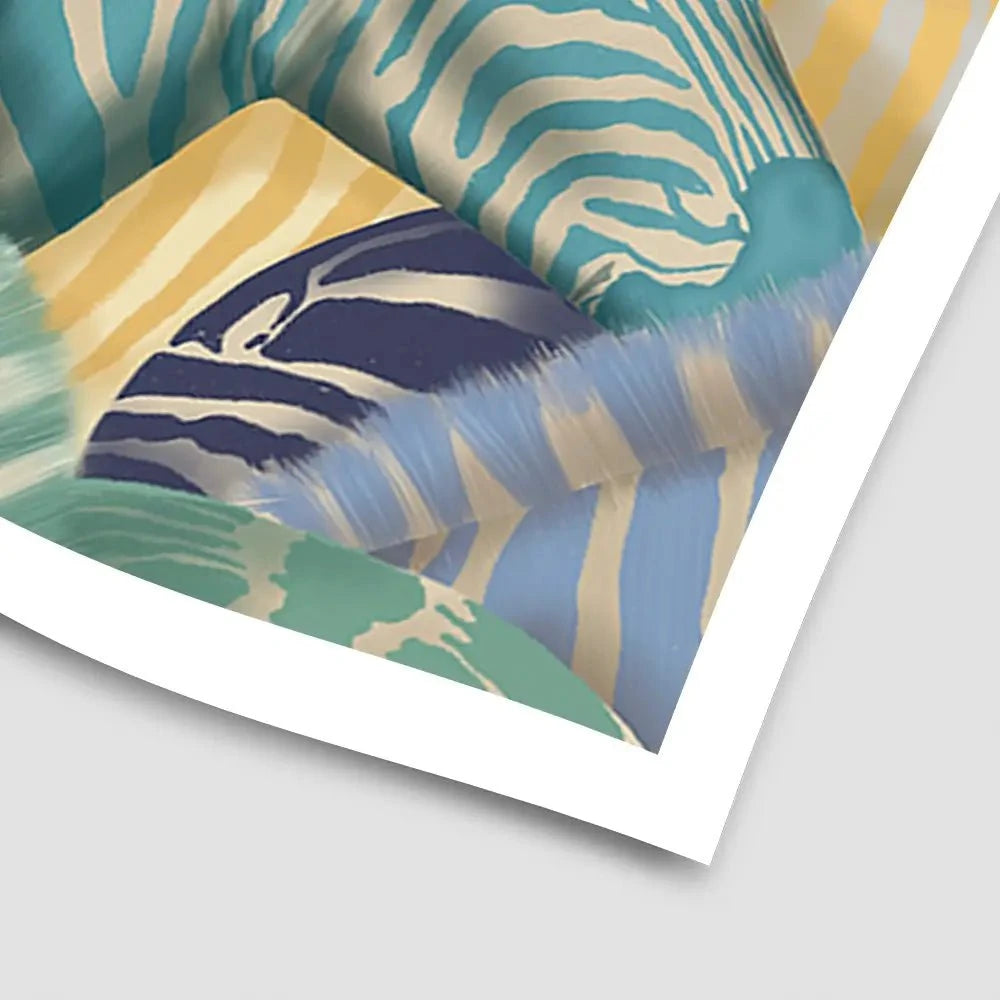 Bright Zebra Herd Art Print Bright Zebra Herd Art Print wall art product Fab Funky