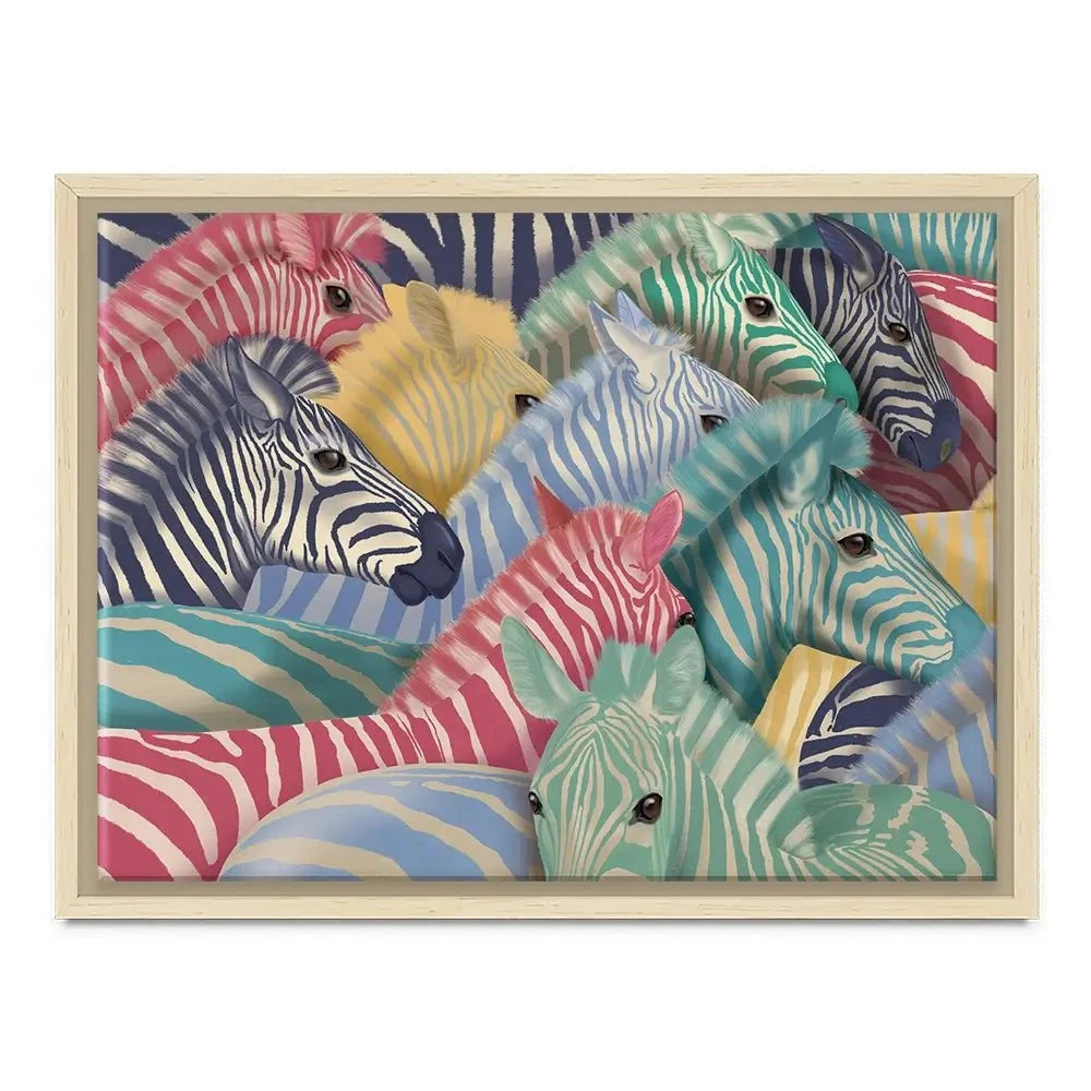 Bright Zebra Herd Canvas Print Bright Zebra Herd Canvas Print wall art product Fab Funky