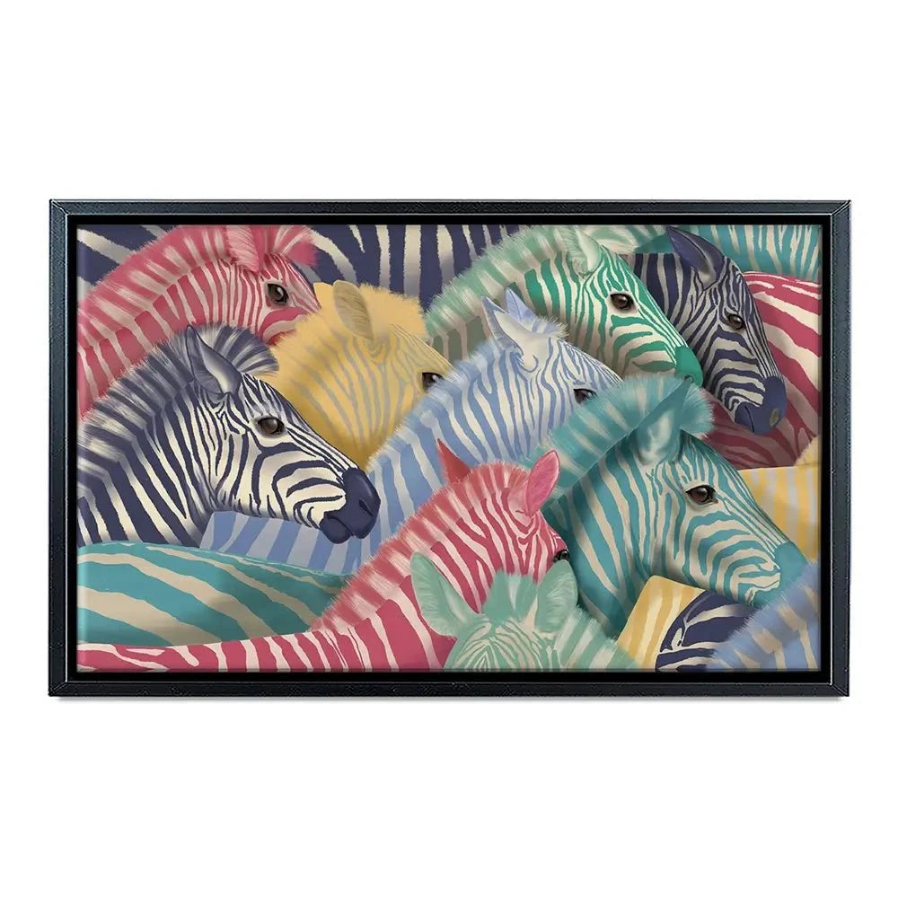 Bright Zebra Herd Canvas Print Bright Zebra Herd Canvas Print wall art product Fab Funky