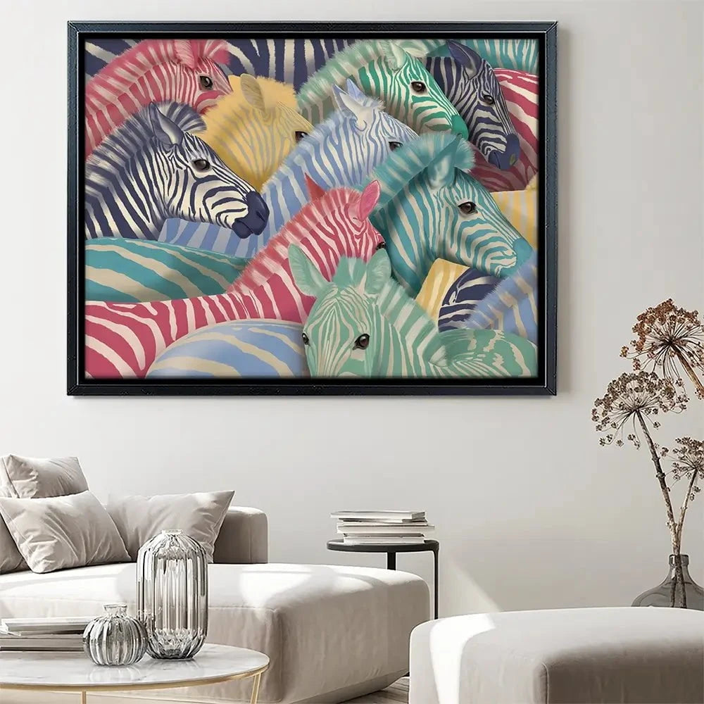 Bright Zebra Herd Canvas Print Bright Zebra Herd Canvas Print wall art product Fab Funky